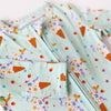 Light blue fabric with colorful carrot pattern on a white background